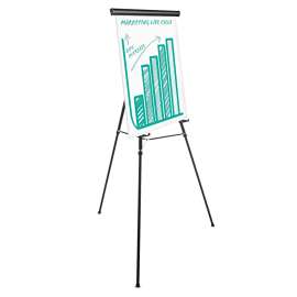 Heavy-Duty Adjustable Presentation Easel, 69" Maximum Height, Metal, Black