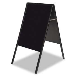 Magnetic Wet Erase Board, 25 x 35, 45" Tall, Black Surface, Black Wood Frame