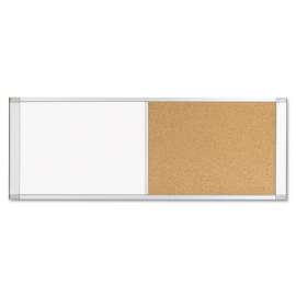 Combo Cubicle Workstation Dry Erase/Cork Board, 48 x 18, Natural/White Surface, Aluminum Frame