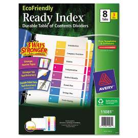 Customizable Table of Contents Ready Index Dividers with Multicolor Tabs, 8-Tab, 1 to 8, 11 x 8.5, White, 3 Sets