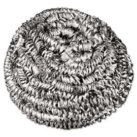 Stainless Steel Scrubber, Medium Size, Steel Gray, 72/Carton
