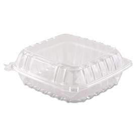 ClearSeal Hinged-Lid Plastic Containers, 8.3 x 8.3 x 3, Clear, Plastic, 250/Carton