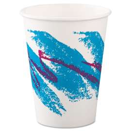 Jazz Paper Hot Cups, 12 oz, White/Green/Purple, 50/Bag, 20 Bags/Carton