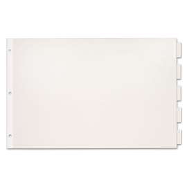 Paper Insertable Dividers, 5-Tab, 11 x 17, White, Clear Tabs, 1 Set