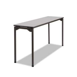 Maxx Legroom Wood Folding Table, Rectangular Top, 60w x 18d x 29.5h, Gray/Charcoal