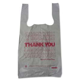 Plastic Thank-You T-Sack, 2 mil, 4" x 15", White, 2,000/Carton