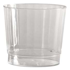 Classic Crystal Plastic Tumblers, 9 oz, Clear, Fluted, Rocks Squat, 20/Pack, 12 Packs/Carton