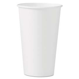 Single-Sided Poly Paper Hot  Cups, 16 oz, White, 50 Sleeve, 20 Sleeves/Carton