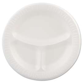Laminated Foam Plates, 3-Compartment, 9" dia, White, 125/Pack, 4 Packs/Carton