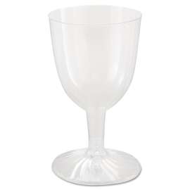 Comet Plastic Wine Glasses, 6 Oz, Clear, Two-Piece Construction, 25 Pack, 20/packs/carton