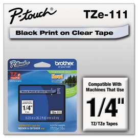 TZe Standard Adhesive Laminated Labeling Tape, 0.23" x 26.2 ft, Black on Clear