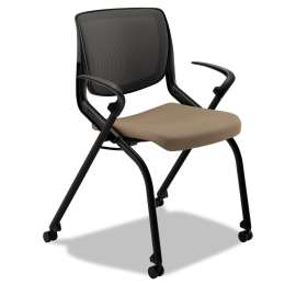 HON Solutions Seating 4000 Series Sled Base Guest Chair, Fabric Upholstery, 23.5" x 25.5" x 33", Frost Seat/Back, Black Base