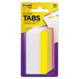 Solid Color Tabs, 1/3-Cut, Assorted Bright Colors, 3" Wide, 24/Pack