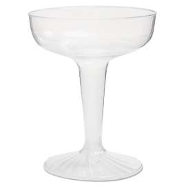 Comet Plastic Champagne Glasses, 4 oz, Clear, Two-Piece Construction, 25/Pack, 20 Packs/Carton