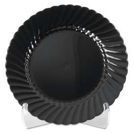 Classicware Plastic Plates, 9" Dia, Black, 10/pack, 18 Packs/carton