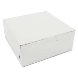 white one-piece non-window bakery boxes, 6 x 6 x 2.5, white, paper, 250/carton