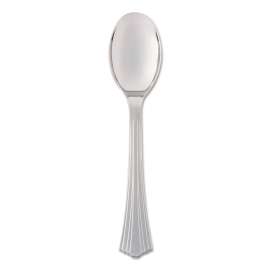 Heavyweight Plastic Serving Spoons, Silver, 10", Reflections, 60/carton