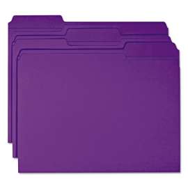 Reinforced Top Tab Colored File Folders, 1/3-Cut Tabs: Assorted, Letter Size, 0.75" Expansion, Purple, 100/Box