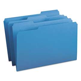 Colored File Folders, 1/3-Cut Tabs: Assorted, Legal Size, 0.75" Expansion, Blue, 100/Box