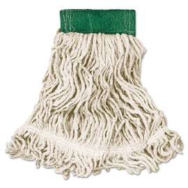 Super Stitch Looped-End Wet Mop Head, Cotton/Synthetic, Medium, Green/White