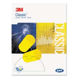 E-A-R Classic Small Earplugs in Pillow Paks, Cordless, PVC Foam, Yellow, 200 Pairs/Box