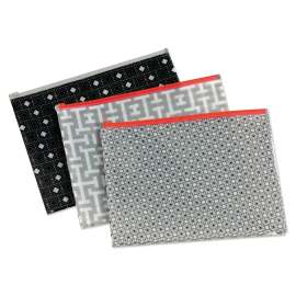 Fashion Poly Zip Envelope, Zipper Closure, 8.5 x 11, Assorted Colors, 3/Pack