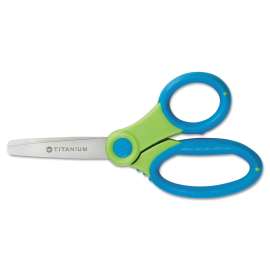 Titanium Bonded Kids Scissors, Rounded Tip, 5" Long, 2" Cut Length, Randomly Assorted Straight Handles