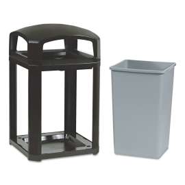 Landmark Series Classic Dome Top Container, 35 gal, Plastic, Sable