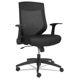 Alera EB-K Series Synchro Mid-Back Flip-Arm Mesh Chair, Supports Up to 275 lb, 18.5 to 22.04" Seat Height, Black