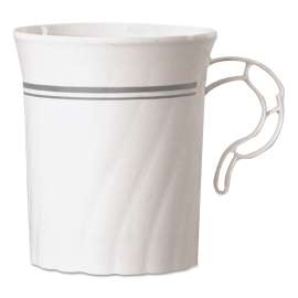 Classicware Plastic Coffee Mugs, 8 Oz, Silver, 8/pack, 24 Packs/carton