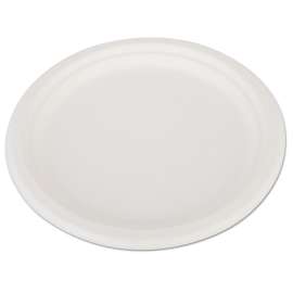 ChampWare Heavyweight Bagasse Dinnerware, Plate, 10" dia, White, 500/Carton