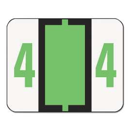 Numerical End Tab File Folder Labels, 4, 1 x 1.25, White, 500/Roll