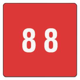 Numerical End Tab File Folder Labels, 8, 1.5 x 1.5, Red, 250/Roll