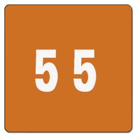 Numerical End Tab File Folder Labels, 5, 1.5 x 1.5, Brown, 250/Roll