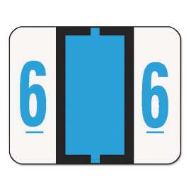 Numerical End Tab File Folder Labels, 6, 1 x 1.25, White, 500/Roll