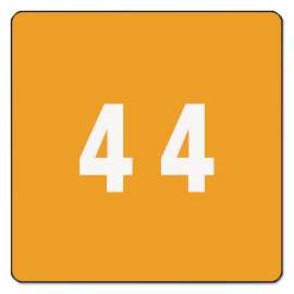 Numerical End Tab File Folder Labels, 4, 1.5 x 1.5, Orange, 250/Roll