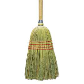 Upright Corn/Fiber Broom, 56" Overall Length, Natural, 6/Carton