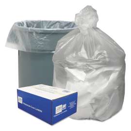 Waste Can Liners, 33 gal, 9 microns, 33" x 39", Natural, 25 Bags/Roll, 20 Rolls/Carton