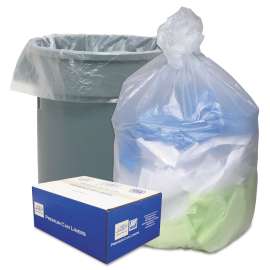 Can Liners, 45 gal, 12 microns, 40" x 48", Natural, 25 Bags/Roll, 10 Rolls/Carton