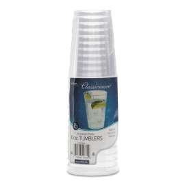 Classicware Tumblers, 10 oz, Plastic, Clear, Tall, 16/Bag, 15 Bags/Carton