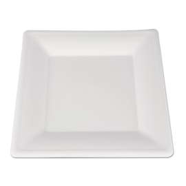 Champware Molded Fiber Tableware, Square, 10 X 10, White, 125/pack, 4 Packs/carton