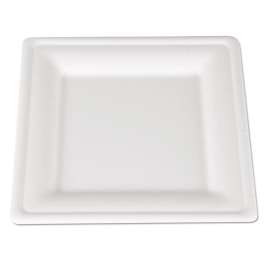 Champware Molded Fiber Tableware, Square, 8 X 8, White, 125/pack, 4 Packs/carton