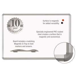 Magne-Rite Magnetic Dry Erase Board, 72 x 48, White, Silver Frame