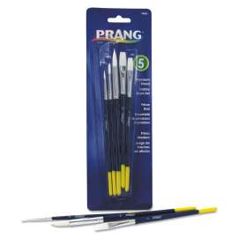 Hobby Five-Brush Set, Assorted Sizes, Natural Hair, Flat; Round Profiles, 5/Set