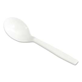 Laguna Mediumweight Plastic Utensils, Soup Spoon, White, 1000/carton