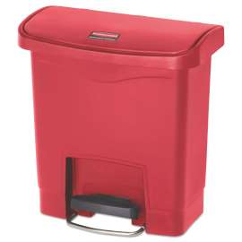 Slim Jim Resin Step-On Container, Front Step Style, 4 gal, Polyethylene, Red