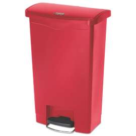 Slim Jim Resin Step-On Container, Front Step Style, 13 gal, Polyethylene, Red