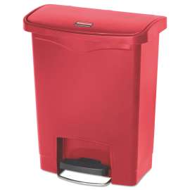 Slim Jim Resin Step-On Container, Front Step Style, 8 gal, Polyethylene, Red