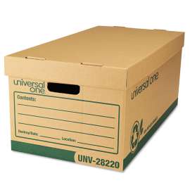 Recycled Heavy-Duty Record Storage Box, Letter Files, Kraft/Green, 12/Carton