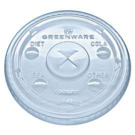 Greenware Cold Drink Lids, Fits 9 oz Old Fashioned Cups, 12 oz Squat Cups, 20 oz Cups Clear, 1,000/Carton